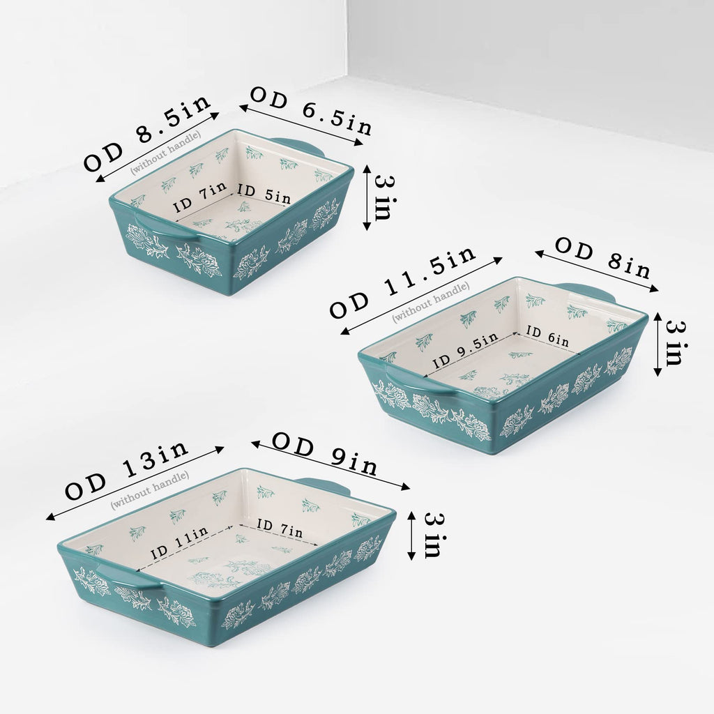 Baking Dish Ceramic Lasagna Pan Casserole Dish 3-Piece Bakeware Sets Baking Dishes Baking Set Baking Dish Set