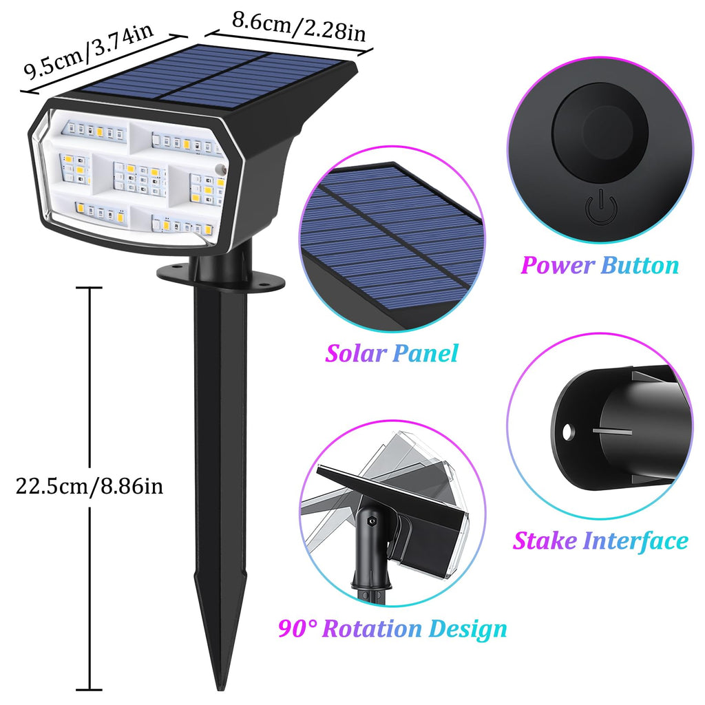 Solar Spot Lights Outdoor Waterproof,Landscape Spotlight Multicolor