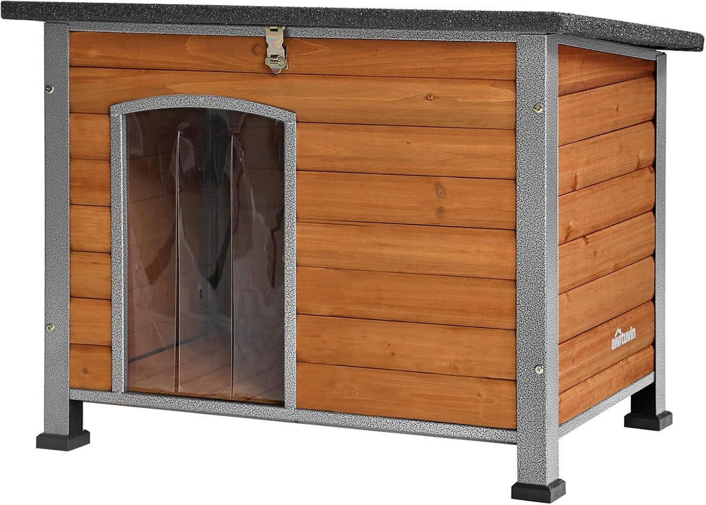 Dog House Outdoor & Indoor Wooden Dog Kennel for Winter with Raised Feet Weatherproof for Small & Medium & Large
