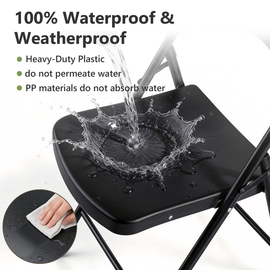 Folding Chairs 10 Pack, Outdoor Plastic Sturdy Metal Folding Chairs for Outside Indoor, Portable 350 lbs Capacity