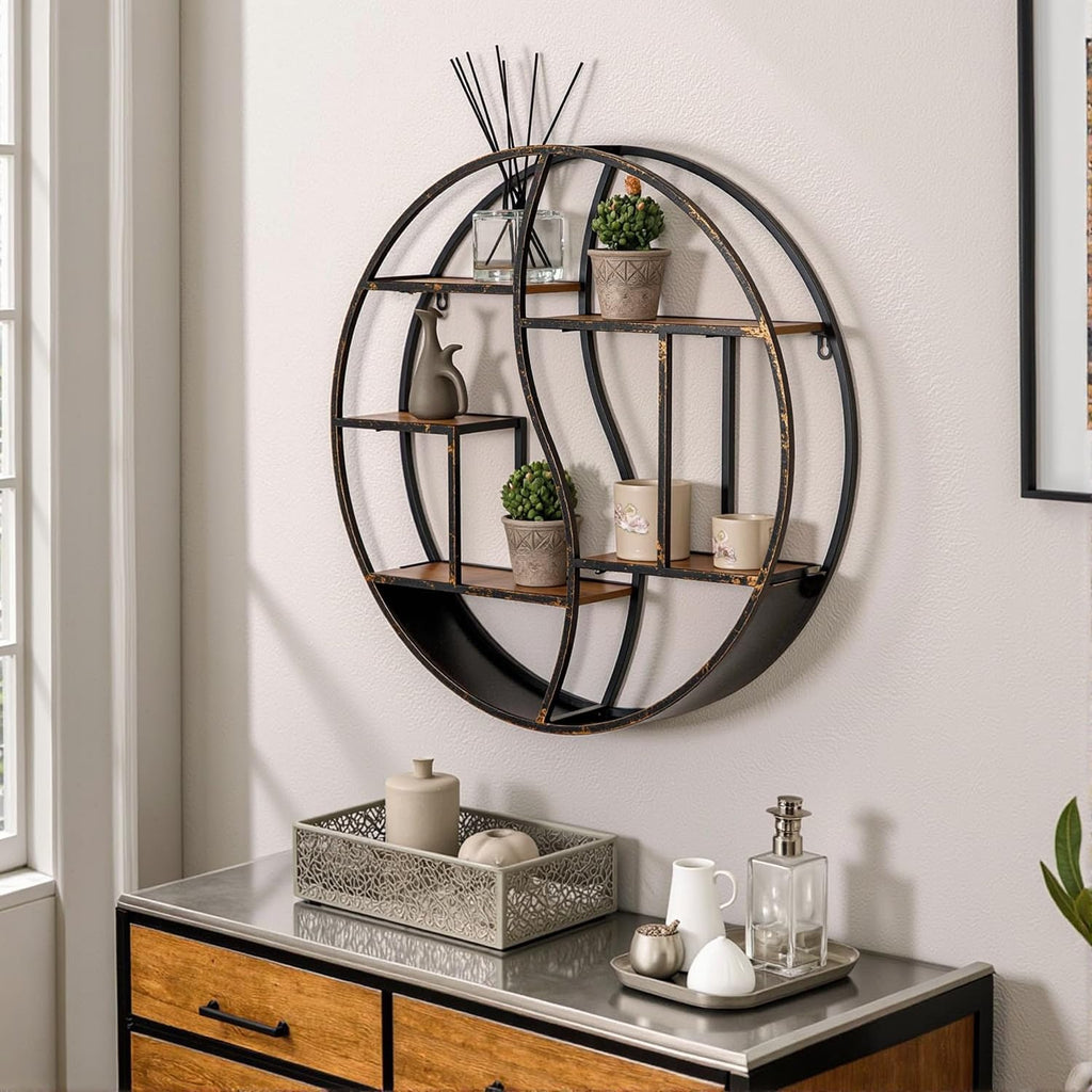 Round Wall Shelf, Decorative Circle Floating Shelves