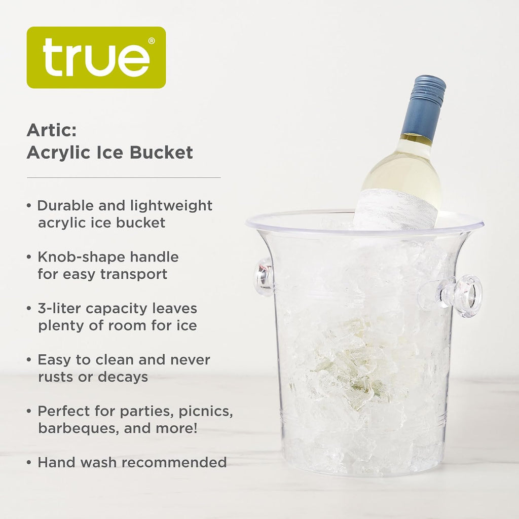 Clear Acrylic Ice Bucket with Handles, 3-Liter Capacity, Durable Wine and Champagne Bucket, Perfect Ice Buckets