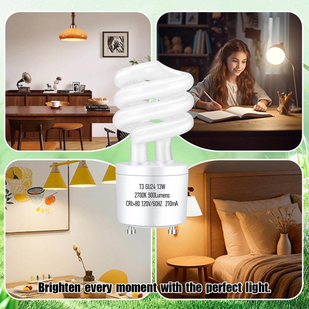 GU24 13Watt 2700K 900lm CFL Light Bulbs Warm White (3-Pack)
