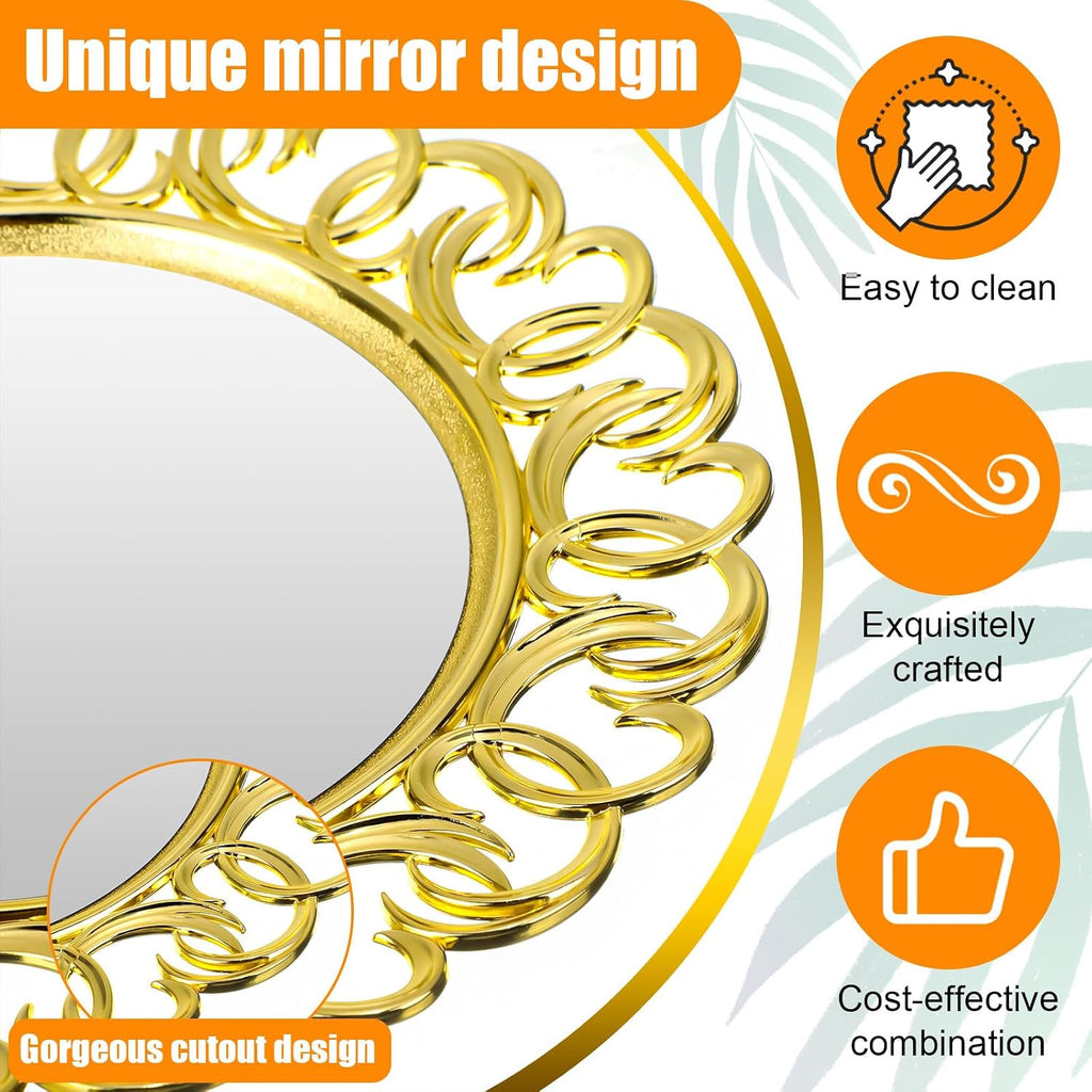 Inch Gold Charger Plates Bulk Mirror Chargers with Entwined Swirl Rim Round Dinner Chargers Glass Charger - Set of 12