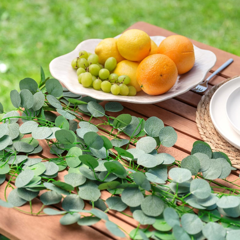 Eucalyptus Garland,Artificial Eucalyptus Leaves Table Greenery Garland Wreath Spring Vines for Wedding Party - Set of 8