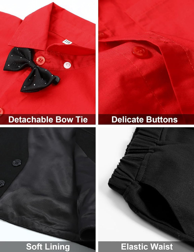 Toddler Boy Formal Suit 4pcs Vest, Shirt, Pants, Bow Tie