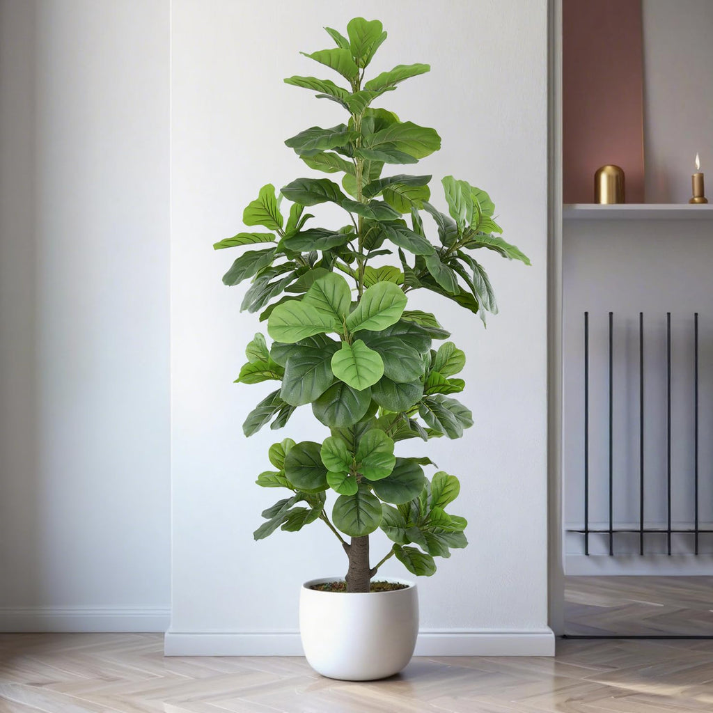 Artificial Fiddle Leaf Fig Tree 6FT(72in) Tall Faux Tree with Large Realistic Trunks and Big Leaves, Fake Floor