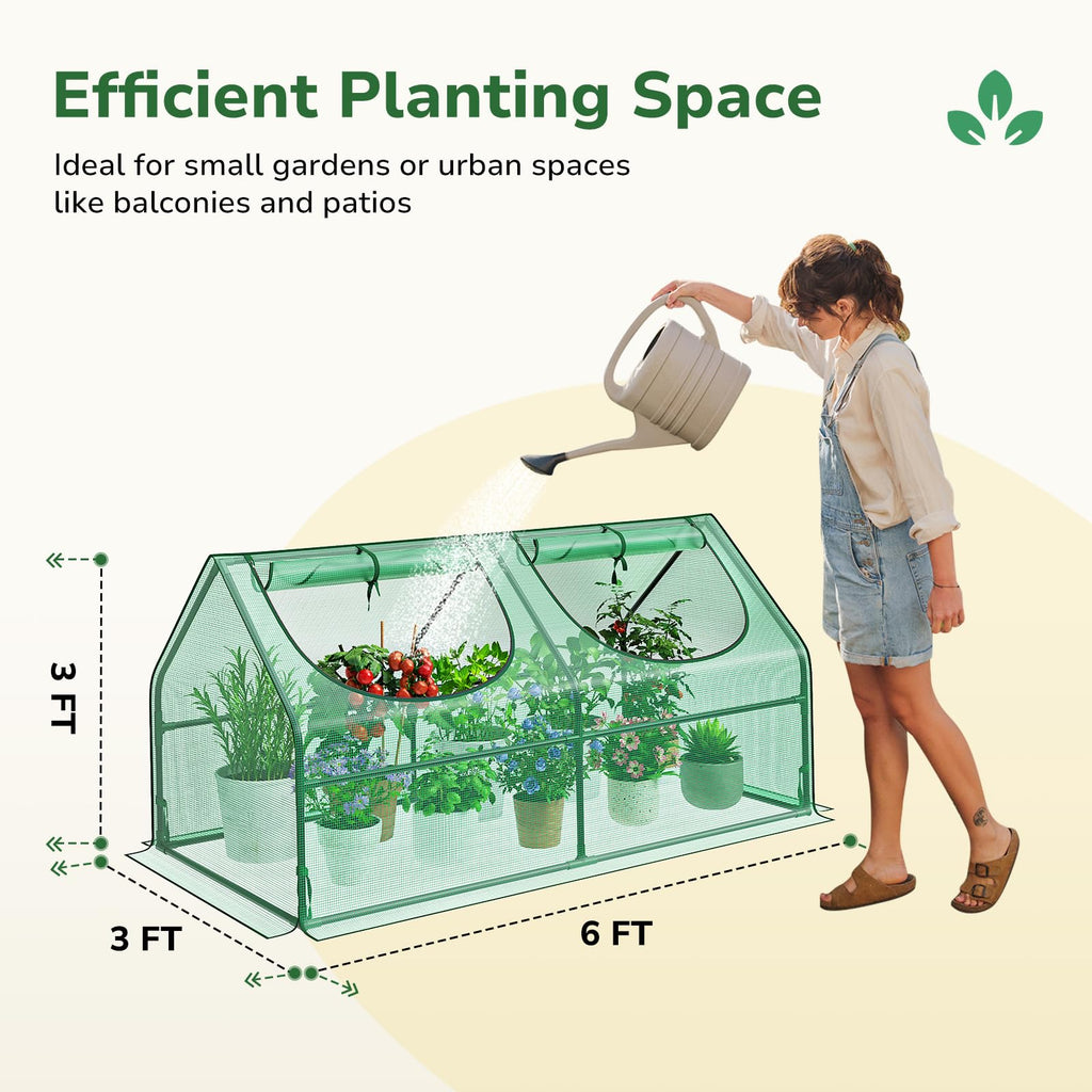 3X3X6 Small Greenhouse, Durable PE, Waterproof & UV Protected