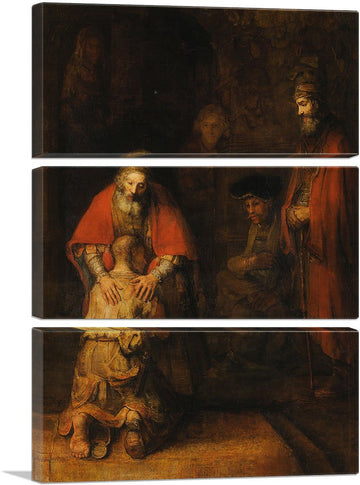 The Return of the Prodigal Son 1669 Canvas Art Print Stretched Framed Painting Picture Poster Wall Decor by Rembrandt
