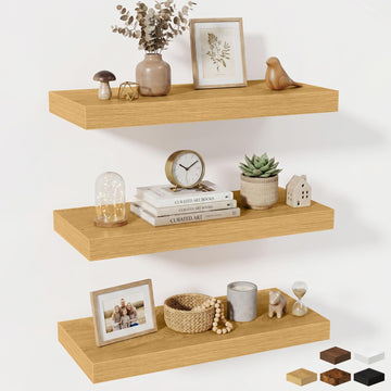 24 x 10 Floating Shelves Wall-Mounted - Rustic Wood Shelf - 10 Inch Deep Floating Shelves for Wall - Large Storage