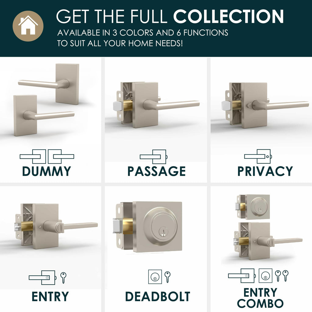 Glamor Passage Door Lever Satin Nickel - Hallway No Lock