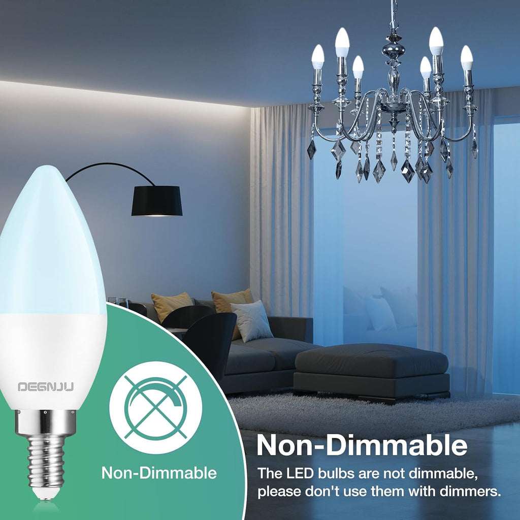 20 Pack Chandelier Light Bulbs 60 Watt Equivalent, Candelabra LED Light Bulbs, E12 LED Bulb Daylight 5000K, Type b