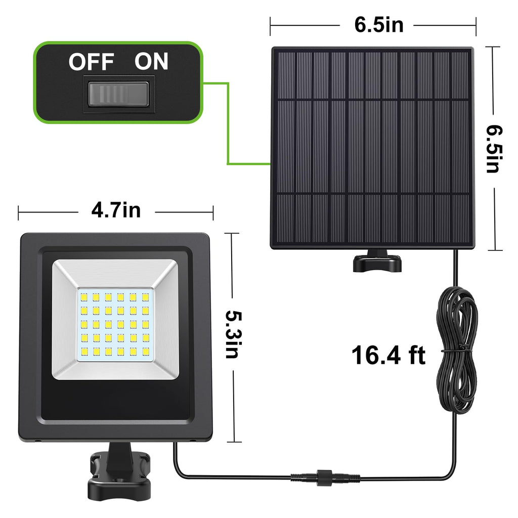 Solar Flood Lights Outdoor 2 Pack, 6500K Cool White