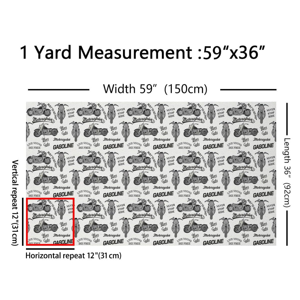 Motocross Fabric By The Yard, Extreme Sports Theme Dirt Bike Upholstery Fabric for Chairs, Retro Motorbike Motorcycle