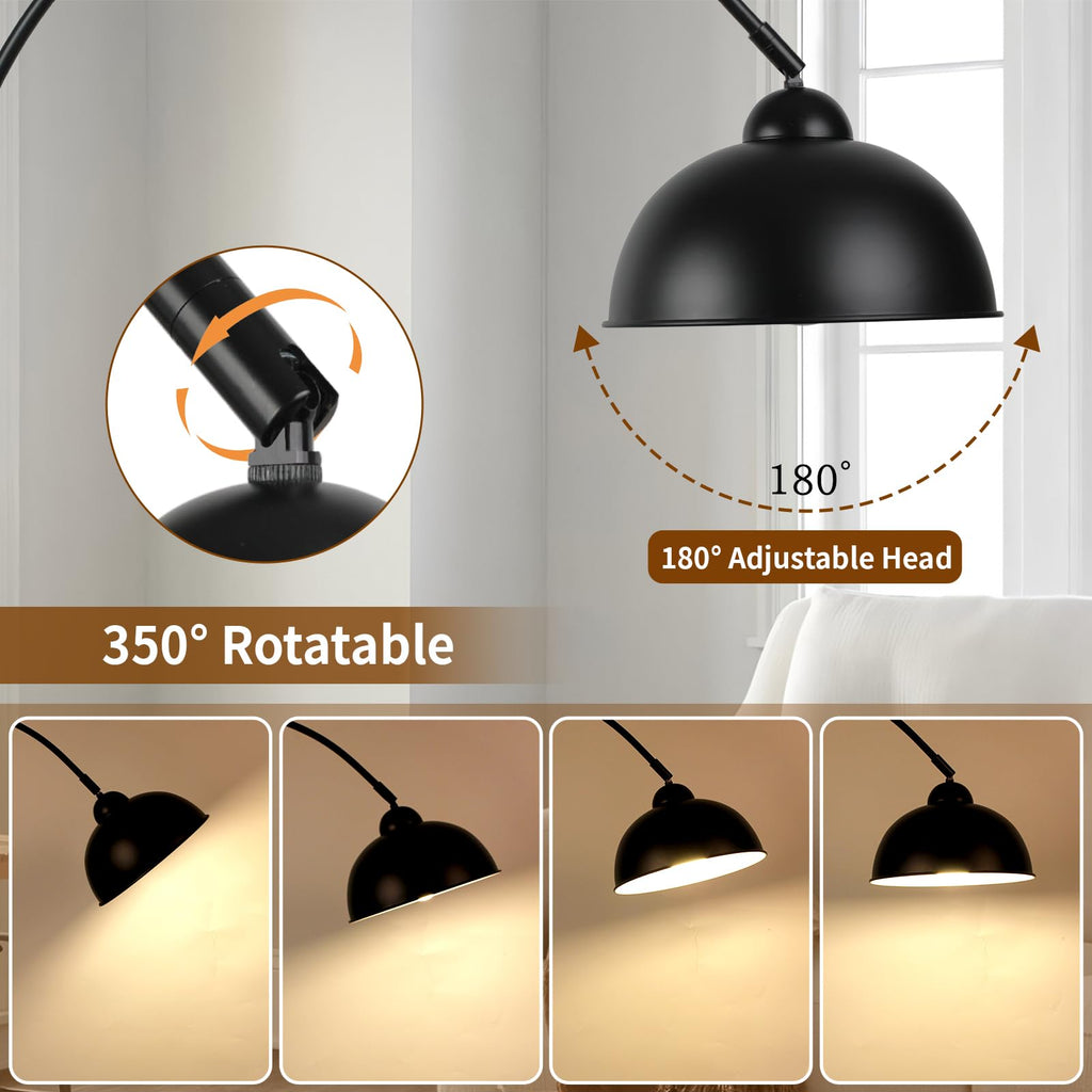 Modern Arc Floor Lamp with Remote Control 12W Stepless Dimmable Arched Standing Lamp, Adjustable Metal Hanging
