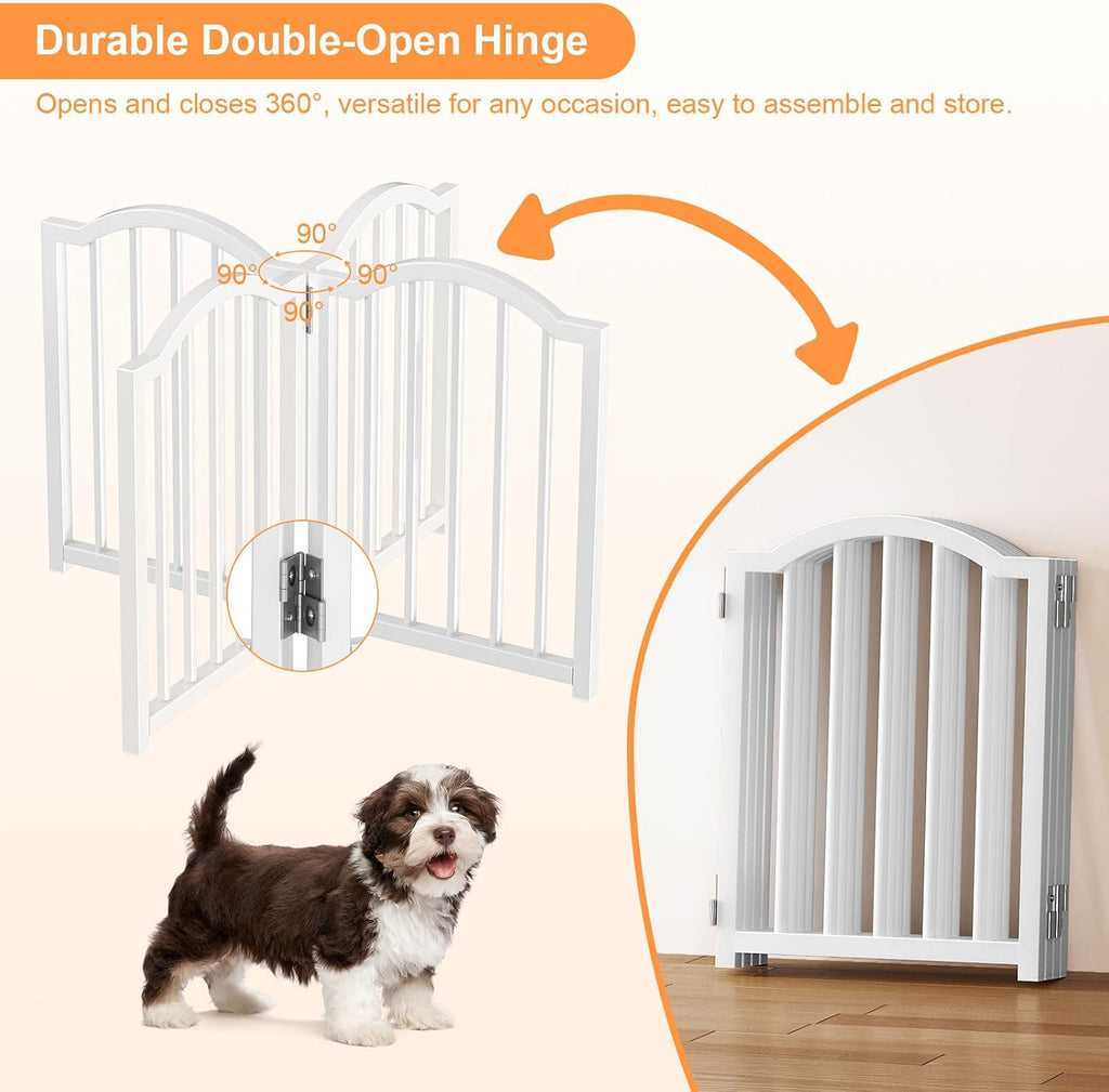 Short Dog Gate Indoor, 16" High Freestanding Small Dog Door Gates with Support Feet, Expands Up to 48'' Wide Foldable