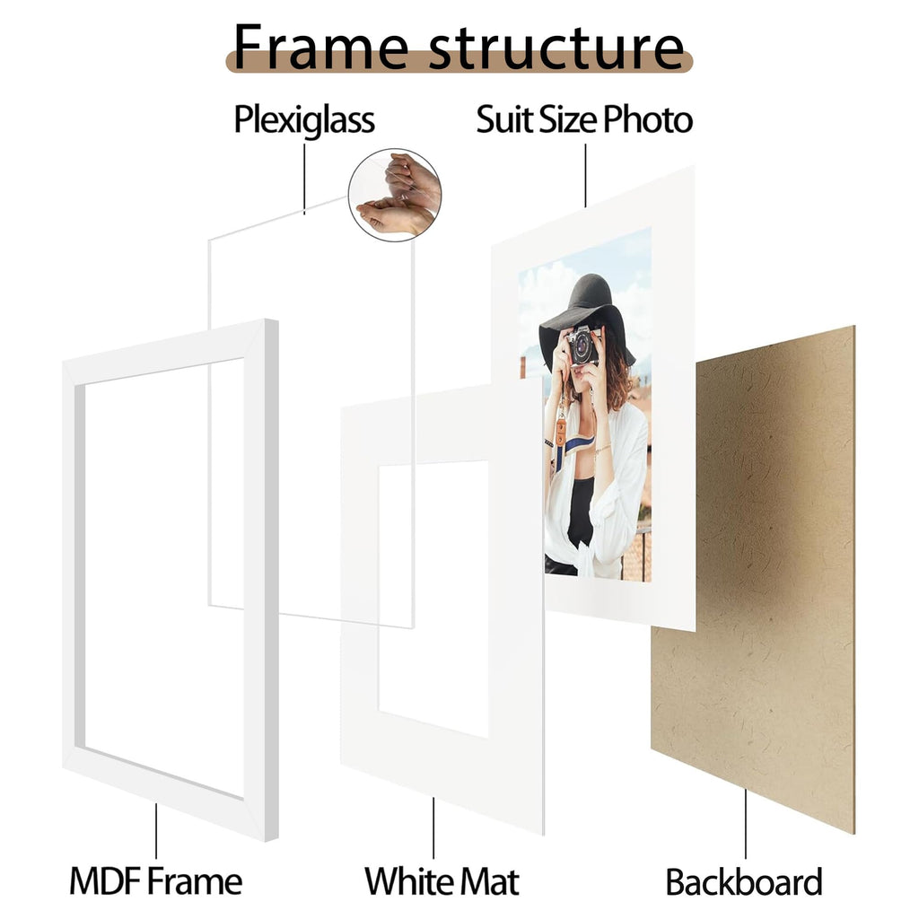 11x15 Picture Frame Set of 12, Modern Gallery Wall Frames, White