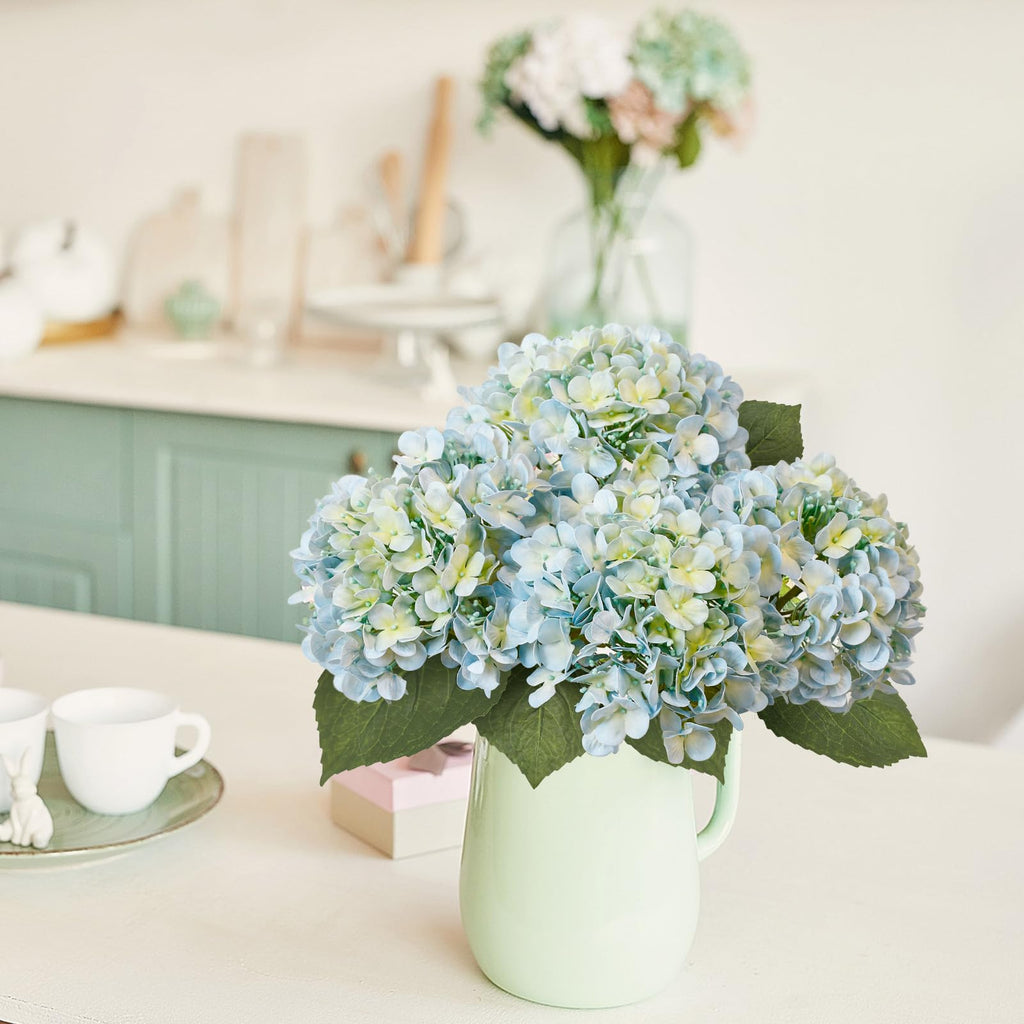 4 Pcs Light Blue Artificial, 21" Real Touch Faux for Decor, Floral Arrangements for Centerpiece Table Decorations, Home