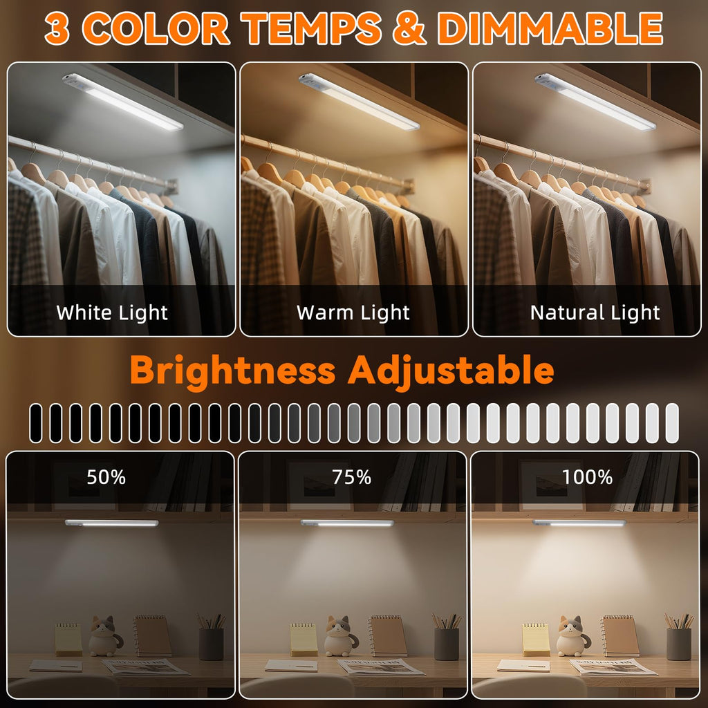 Under Cabinet Lighting Wireless, 10inch Motion Sensor Light Indoor, 3Pack