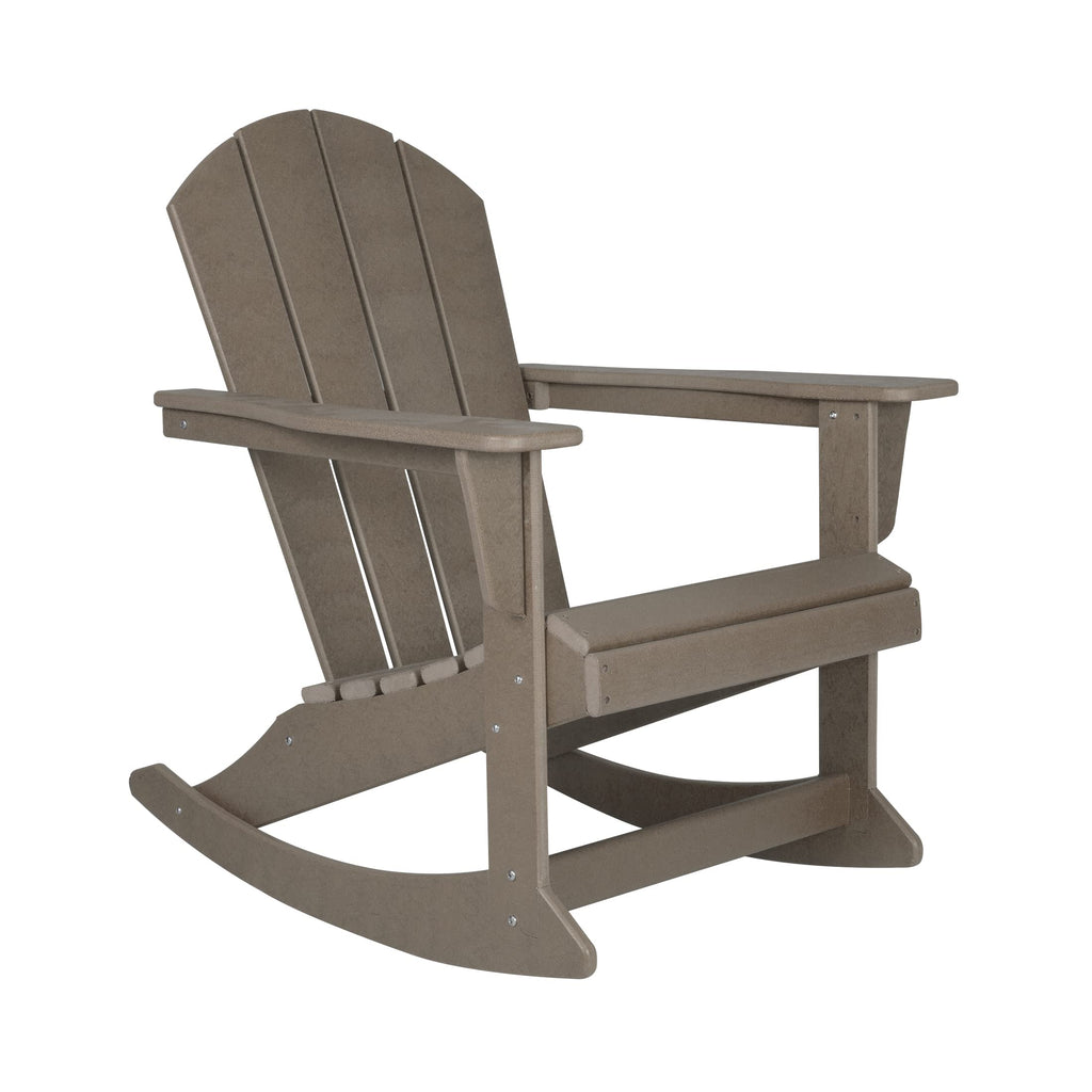 WO Home Furniture Patio Rocking Chair Set of 4 PCS Classic Outdoor HDPE UV Weather Resistant (Weathered Wood)