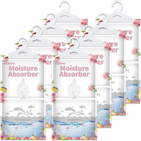 Moisture Absorbers 8 Packs - 9.8 oz Dehumidifier Bags, Portable Moisture Hanging Bags for Closet, Bathroom and Kitchen