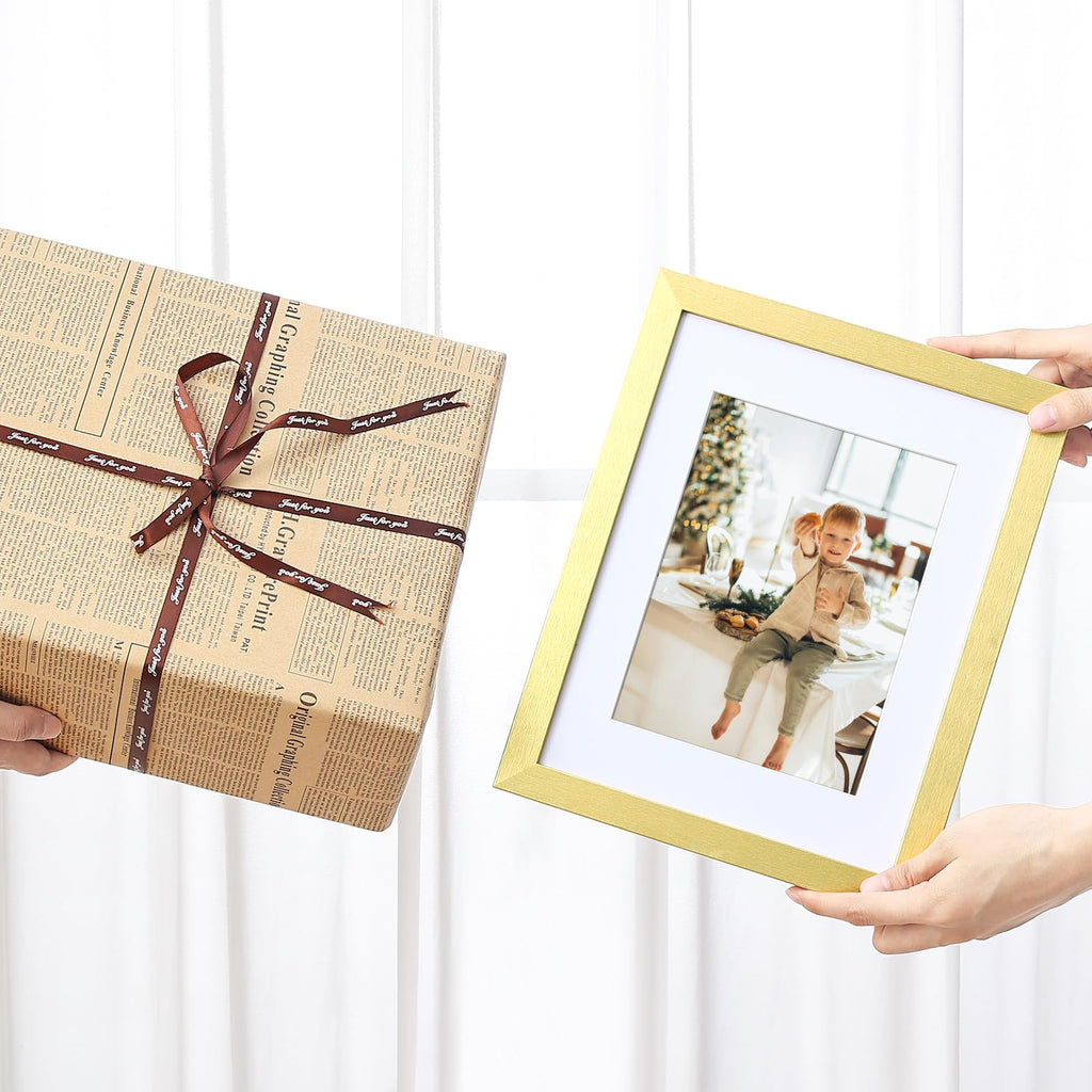 8.5x11 Picture Frames Set of 9 for Wall Mount or Tabletop, Gold