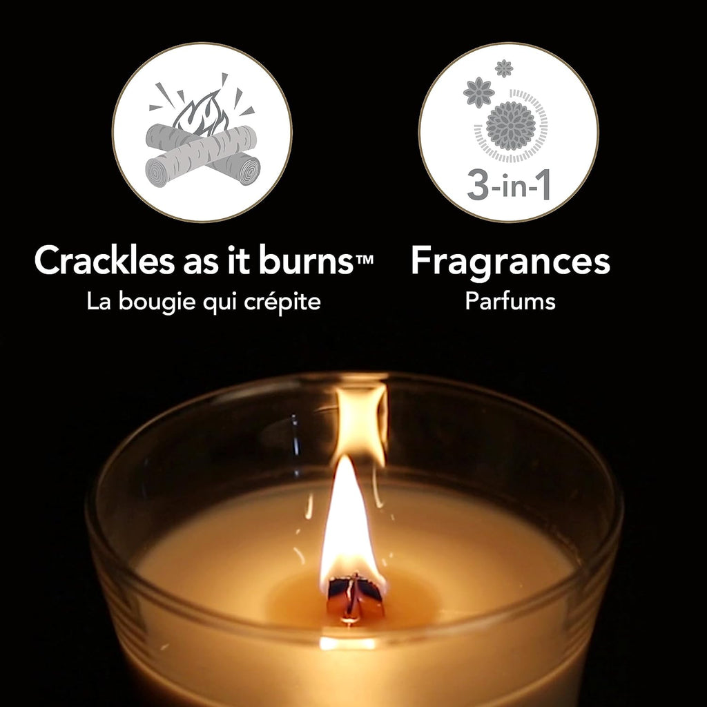 Medium Hourglass Scented Trilogy Candle | Warm Woods | with Crackling Wick | Up to 60 Hours Burn Time