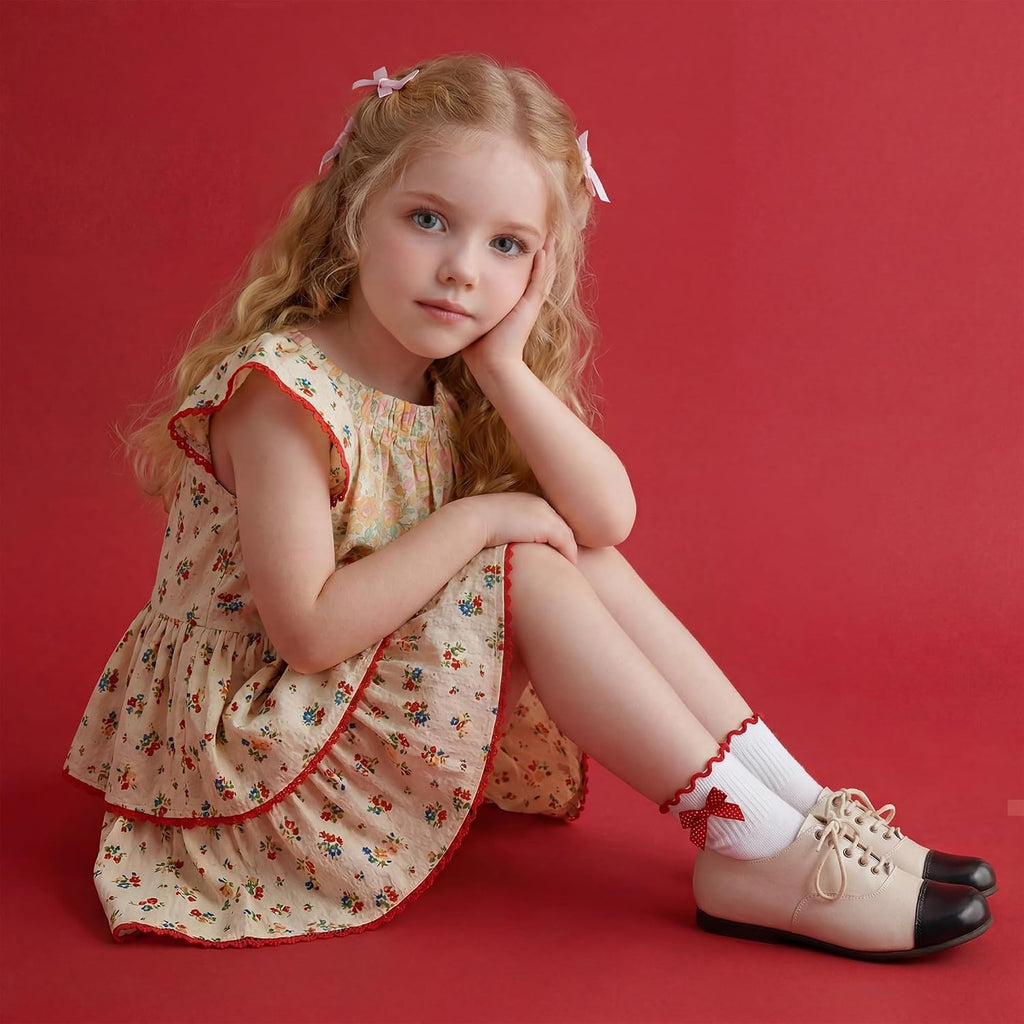 Girls Socks Cotton Ruffle Athletic Ankle Sock 3/4/5 Pairs for Kids