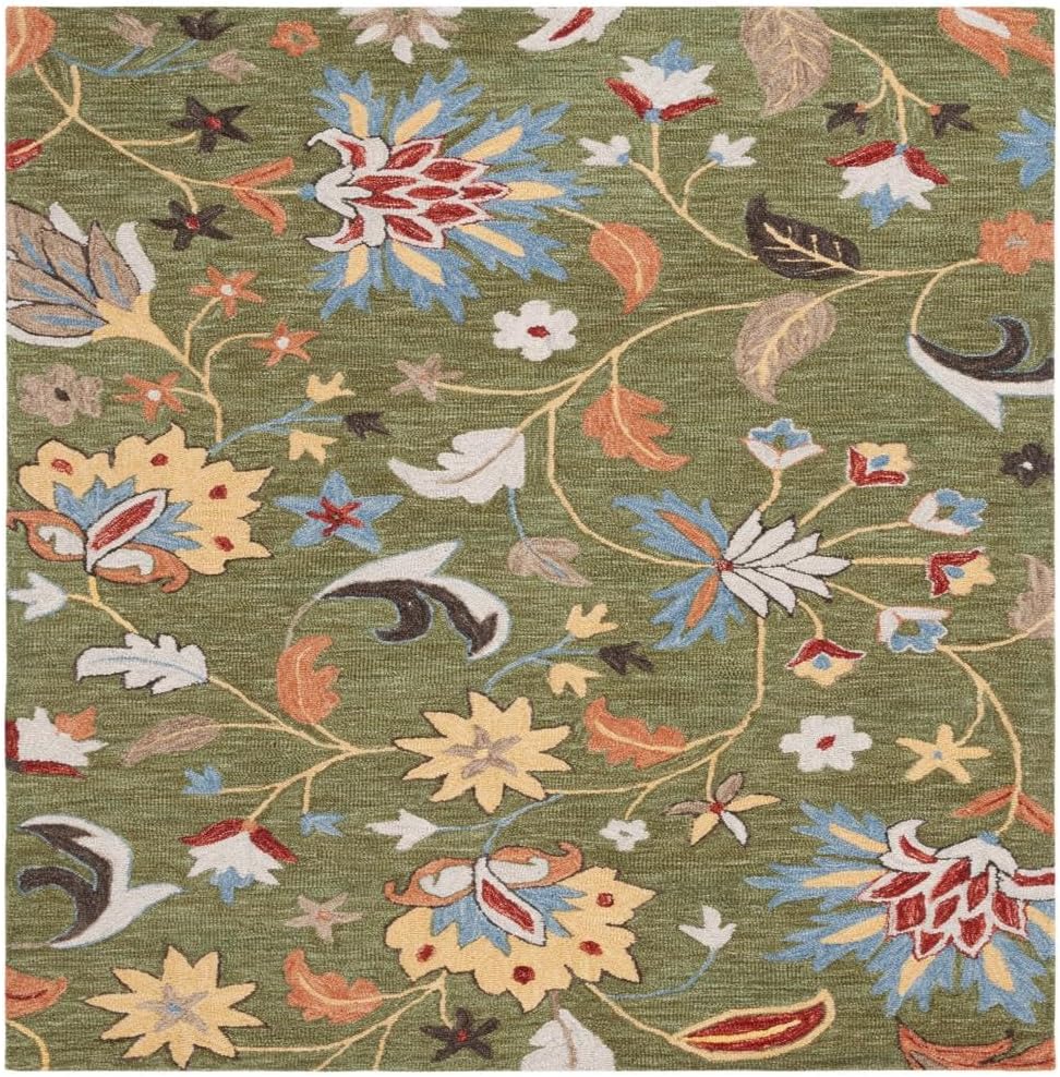 Area Rug 8x10 - Jardin - Large - Green & Blue, Handmade Wool
