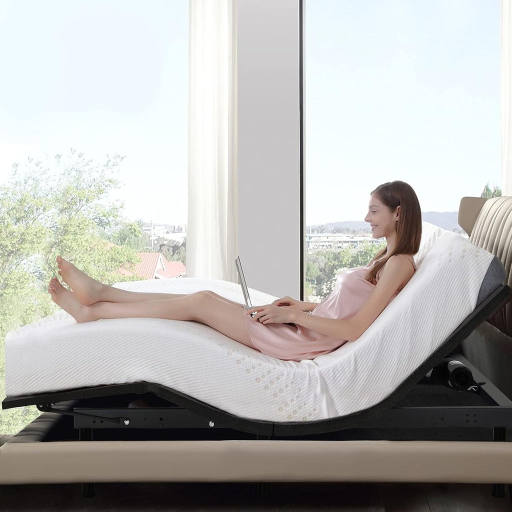 Adjustable Bed Base, Electric Adjustable Bed Frame w/Wireless Remote, Independent Head & Foot Incline, USB Ports