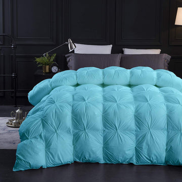Aqua All Season Down Alternative Pintuck Comforter- Full Size 82 x 86 Inches 1 pc Pinch Pleated Comforter 600 GSM & 4