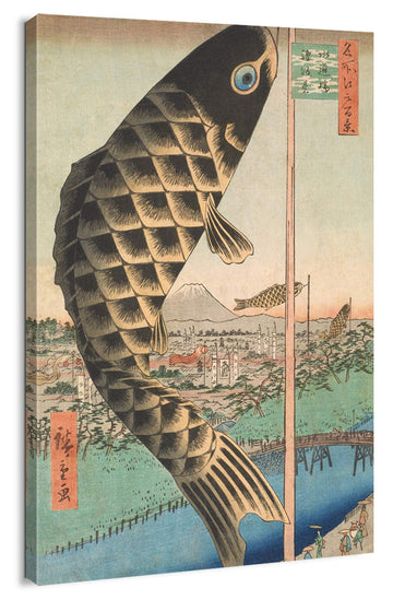 Print Wall Art - Japanese Woodblock Ukiyo-e Art Koinobori The Carp Fish Streamers by Utagawa Hiroshige - 24x36 inches