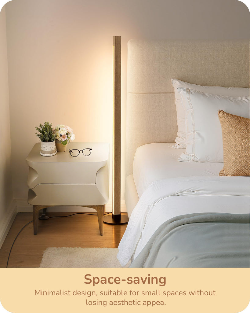 Wooden LED Floor Lamp with Remote, Dual Lighting, 7CCT & Dimmable