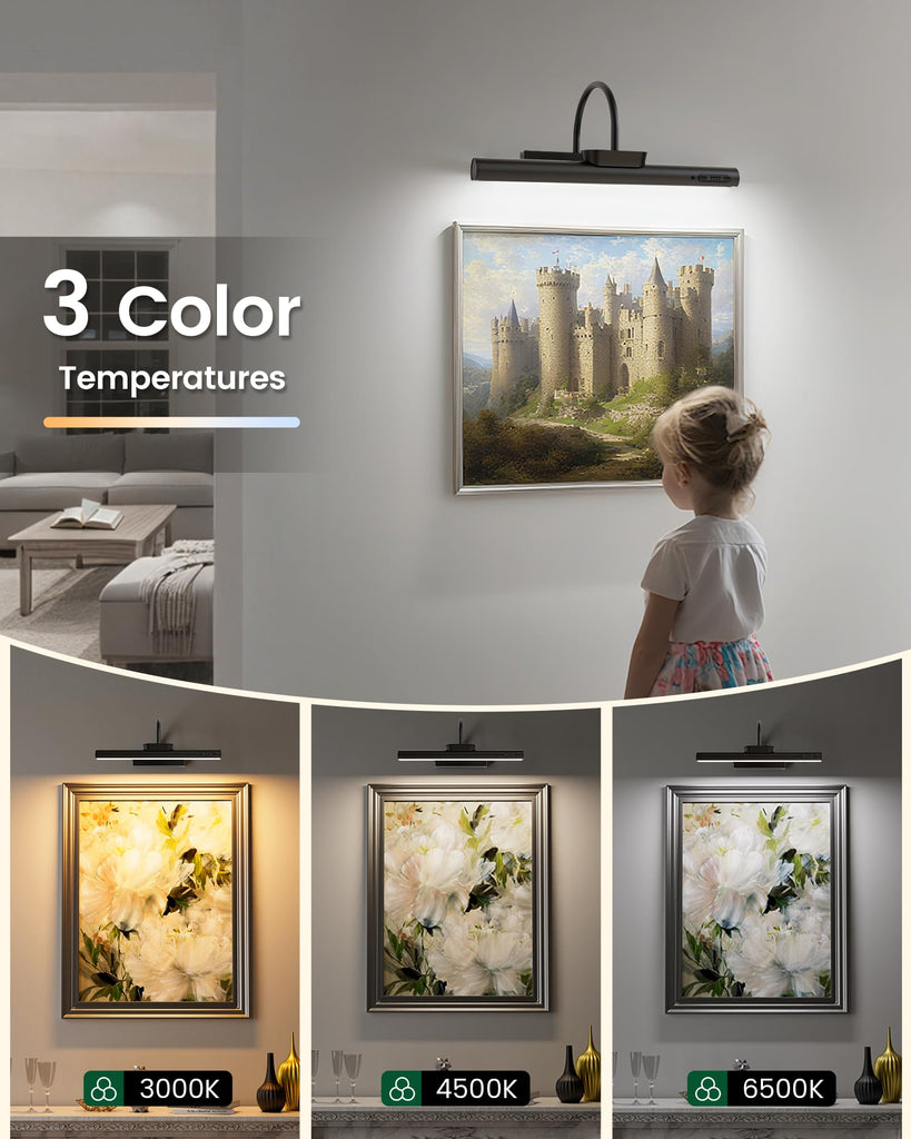 Battery Operated Picture Lights for Wall Magnetic, 19.7in Black