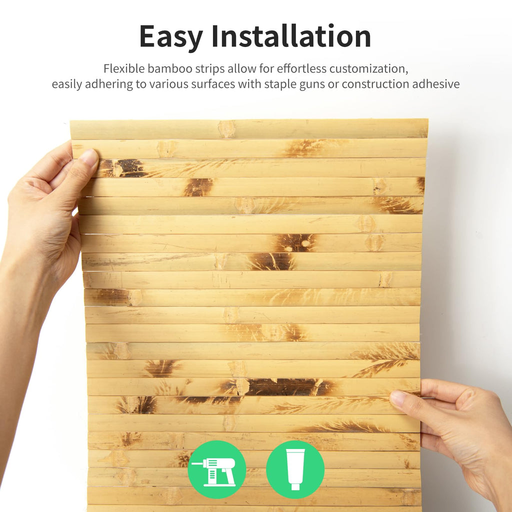Natural Bamboo Wall Panel, 12 x 96 Inch, Light Burned