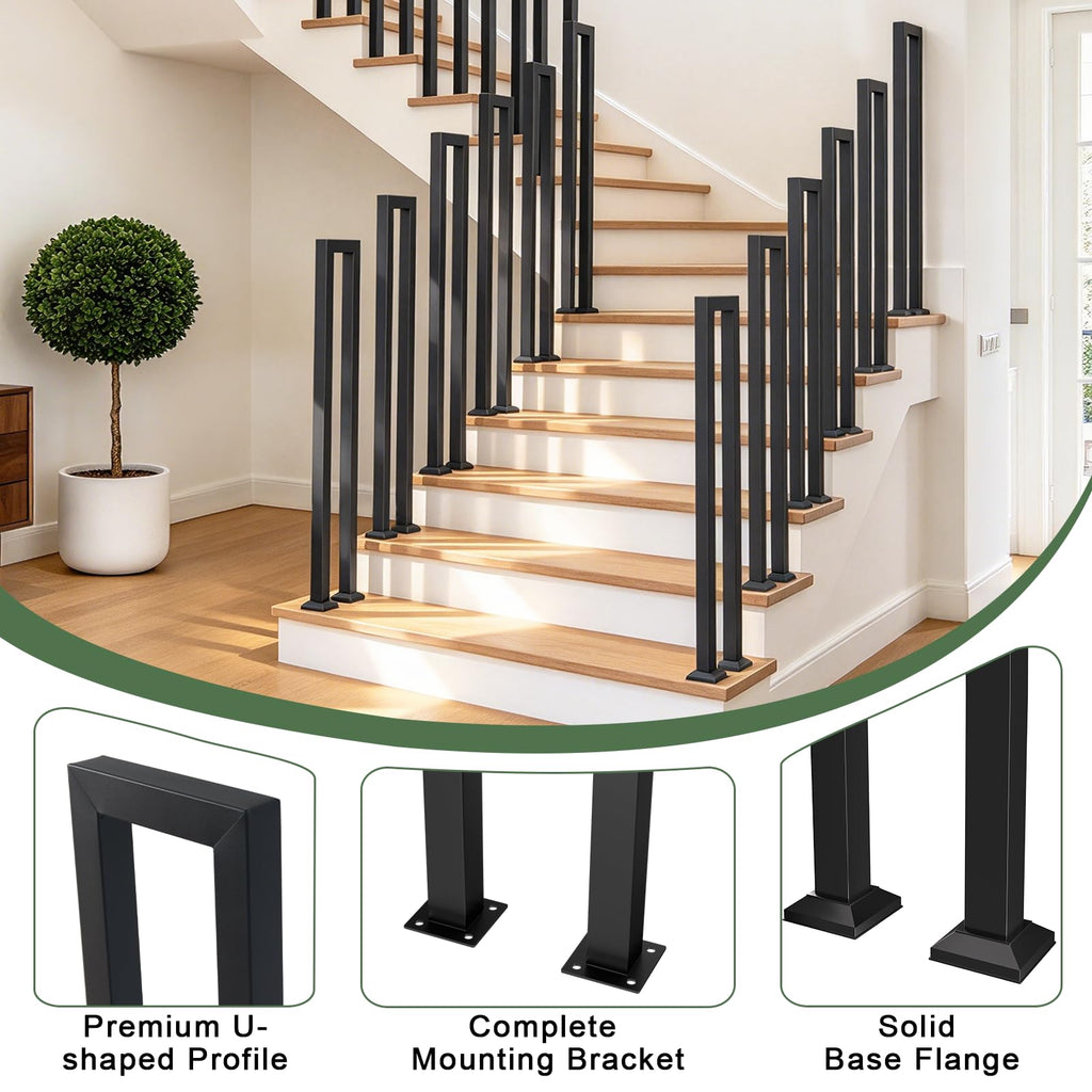 Home Front Step Hand Railing U Shaped Handrail, Indoor Stair Railing, Matte | Casa Home Living