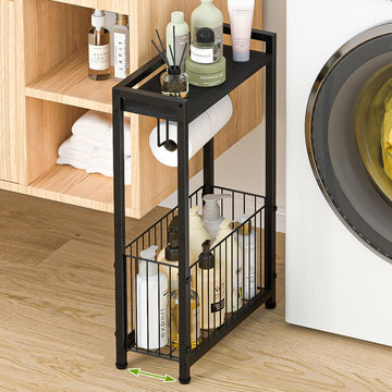 Narrow Side Toilet Paper Holder with Shelf Slim Gap 15.75 Inch