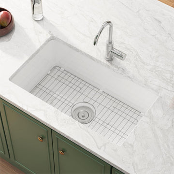 30 x 18 Inch Undermount or Drop In Fireclay Kitchen Sink White