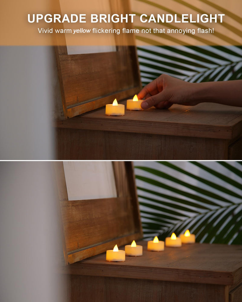 24Pack Flameless LED Tealights Candles with Timer, 6H Timer Built-in