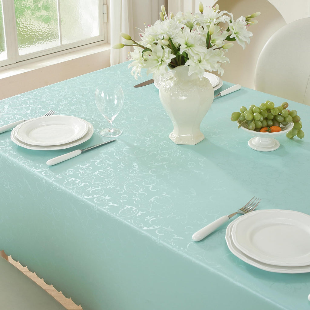 Waterproof Heavy Duty Vinyl Tablecloths, Lake Blue, 54"x54"