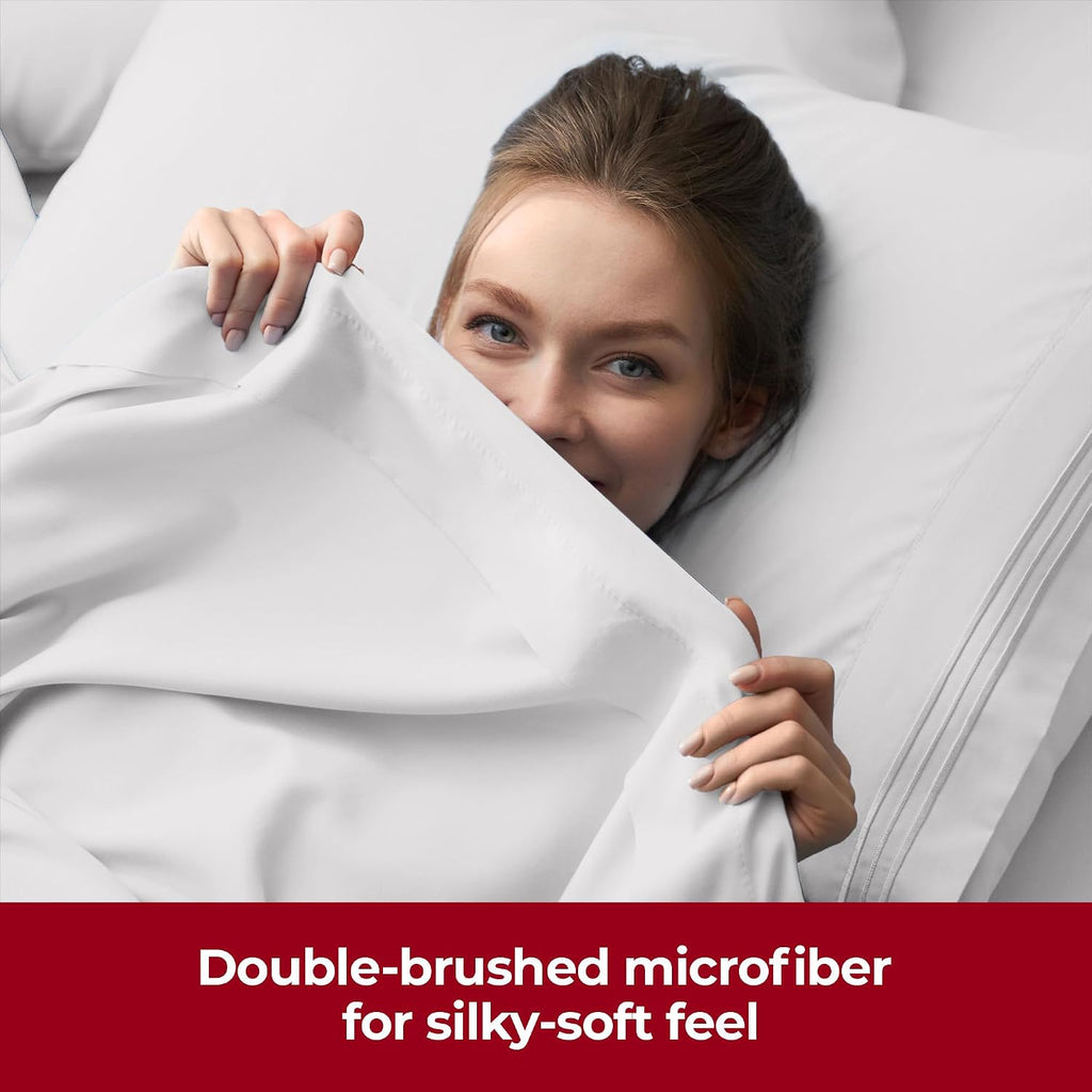 Extra Deep King Sheets - 4 PC Iconic Collection Bedding | Hotel Luxury, Ultra Soft, Cooling Bed Sheets - Wrinkle