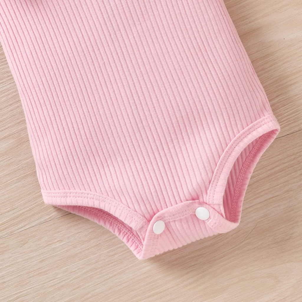 Preemie Newborn Baby Girls Clothes Ribbed Romper Bodysuit Pants Set Ruffle Spring Summer Outfits