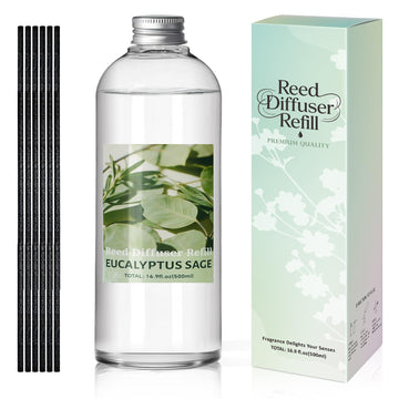 Reed Diffuser Refill, Eucalyptus & Sage Scent Diffuser 16.9 Fl Oz