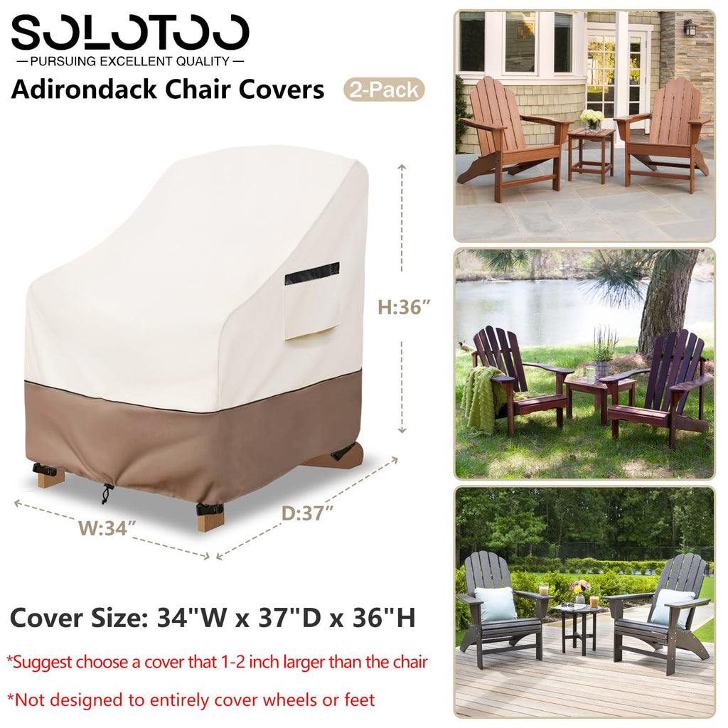 Adirondack Chair Covers Waterproof 2 Pack, 34" W x 37" D x 36" H