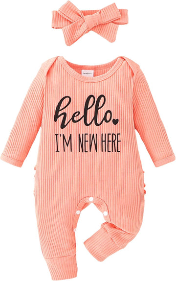 Newborn Baby Girl Fall Winter Outfits Clothes Knit Romper Coming Home Outfit for Baby Girl