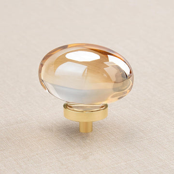 8 Pack Champagne Crystal Cabinet Knobs, Gold Cabinet Glass Knobs Drawers Brass Furniture Hardware Pulls (Oval)