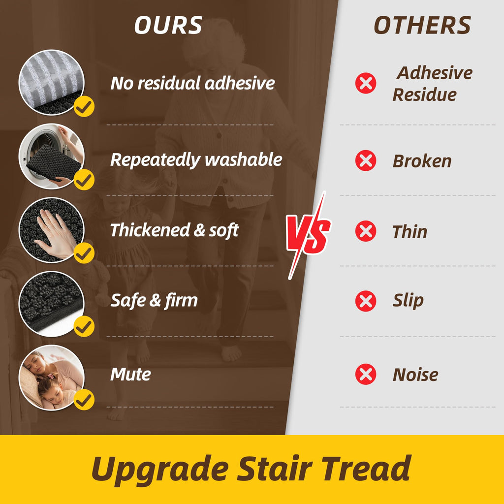 Stair Treads for Wooden Steps Indoor, 14 Pack, 9" x 28", Dark Grey