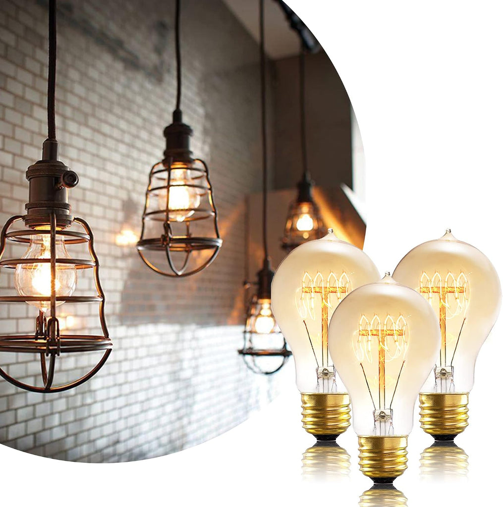 A19 Edison Bulbs 40W Dimmable E26 Incandescent Light Bulbs 2 Pack