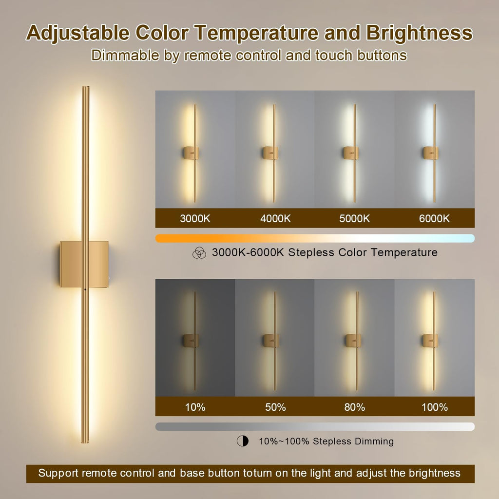 Battery Operated Wall Sconces Set of 2, USB Rechargeable Wall Lights with Remote Control, 360° Rotation, 6000mAh