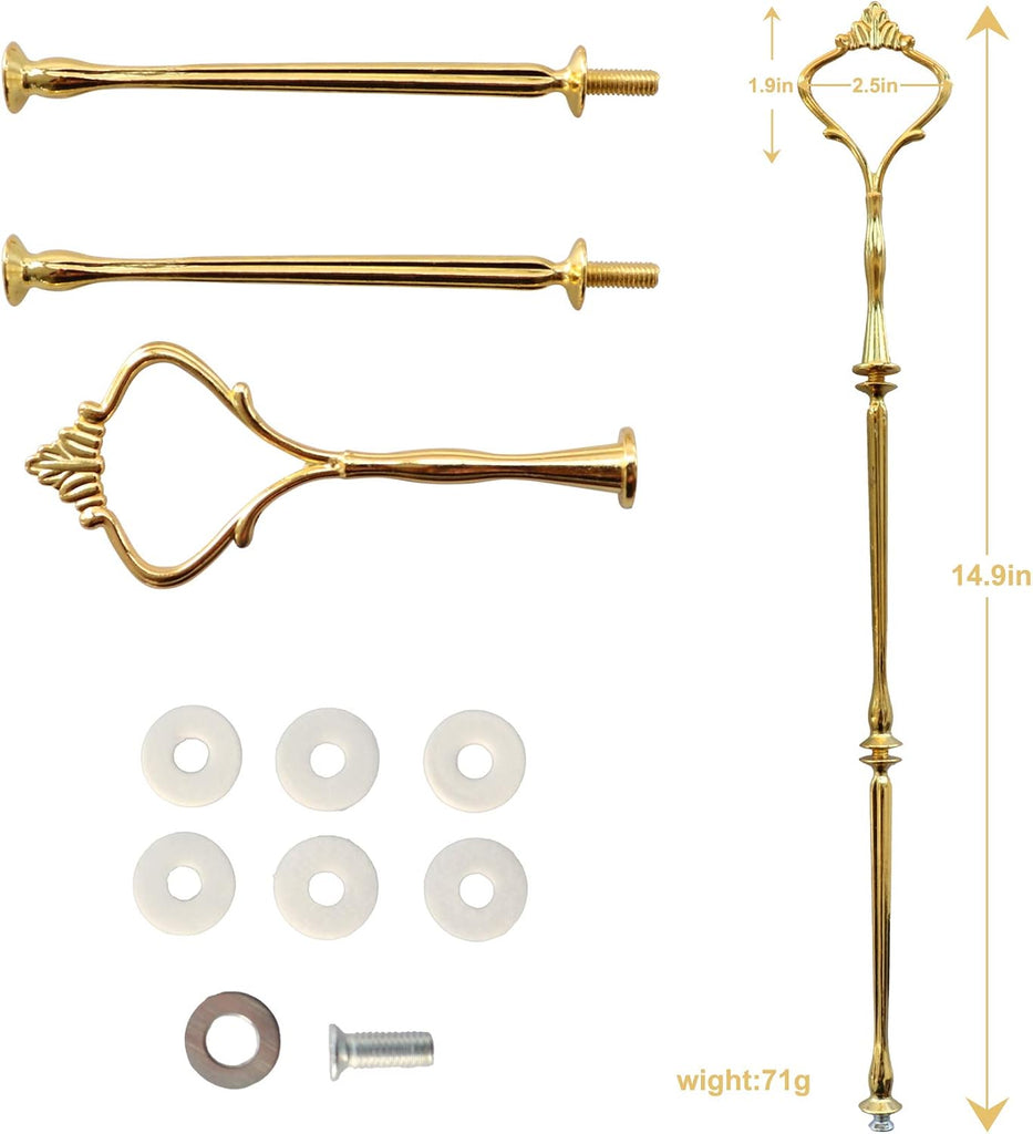 Tier Tiered Tray Hardware Kits Fruit Cake Plate Handle Fitting Hardware Rod Dessert Stand Holder Golden Crown 5 - Set of 5
